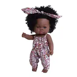 Walmart AmMary 1 Pcs 12 Inch Doll Soft Rubber Simulation African American Baby Black, Brown Curly Doll Doll offer