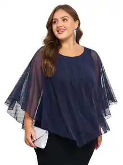 Walmart Lapaplus Plus Size Tops For Women Trendy Cocktail Sparkly Mesh Sleeveless Blouse offer