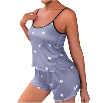 Walmart Zpanxa Womens Pajama Sets Summer Print Sleeveless Pajama Set Blue 3XL offer