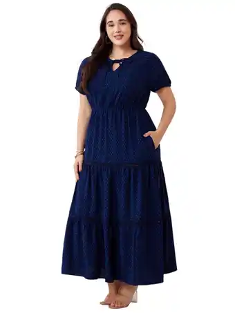 Walmart LapaPlus Plus Size Dresses for Women Swiss Dot Short Sleeve Tiered Long Dress XL-6XL offer