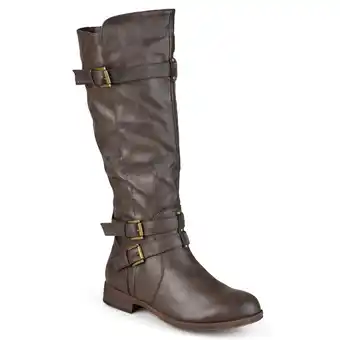 Walmart Journee Womens Bite Wide Calf Stacked Heel Riding Boots offer