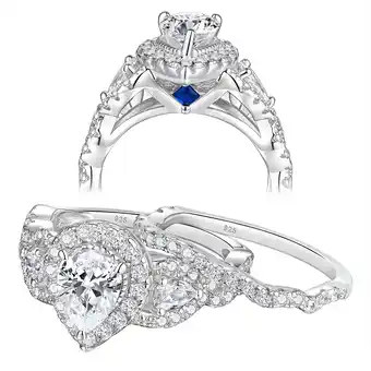 Walmart Newshe Engagement Wedding Ring Set For Women 925 Sterling Silver 2.5ct Pear Shape White Cz Size 7 offer