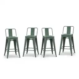 Walmart Simpli Home Rayne 24 Inch Metal Counter Height Stool (Set Of 4) In Deep Sage Green offer