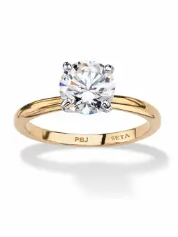 Walmart PalmBeach Jewelry Solitaire Round Cubic Zirconia Engagement Ring 2 ct, 18K Gold-Plated offer