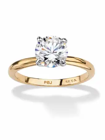 Walmart PalmBeach Jewelry Solitaire Round Cubic Zirconia Engagement Ring 2 ct, 18K Gold-Plated offer