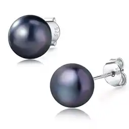 Walmart YAMI Classic Saltwater Cultured Black Pearl Earrings - Timeless Elegance for Women 6-6.5mm offer