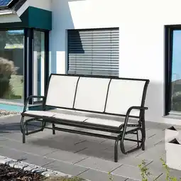 Walmart Outsunny Outdoor Glider Bench for 3 with Breathable Mesh Fabric, Cream offer