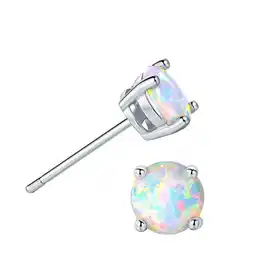 Walmart Podplug Opal Stud Earrings Sterling Silver Fire Opal 925 Jewelry Round Opal Earrings offer