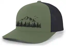 Walmart Mountain Scene Tamarak Pine Forest Embroidered Mesh Back Trucker Hat, Loden/Black offer