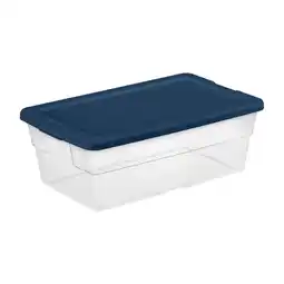 Walmart Sterilite Stackable 6 Qt Storage Box Container for Organization, Clear, Marine Blue Lid, 5 Pack offer