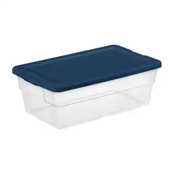 Walmart Sterilite Stackable 6 Qt Storage Box Container for Organization, Clear, Marine Blue Lid, 5 Pack offer