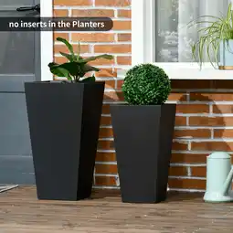 Walmart Outsunny 2-Pack MgO Flower Pots with Drainage Hole, Outdoor Planters Black offer