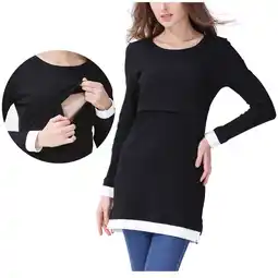 Walmart Tawop Maternity Shirts Breastfeeding Shirts for Women Long Sleeve Round Neck Nursing Tunic Black L offer