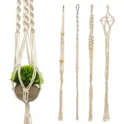 Walmart Chuangji 4Pcs Macrame Plant Hanger Cotton Rope Woven Planter Hanger Wall Flower Pot Hanger offer