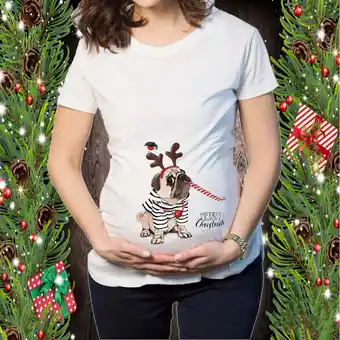 Walmart TUWABEII Women's Short Sleeve Maternity Shirt Christmas Snowman Print Clothing Top Pregnancy T-shirt offer