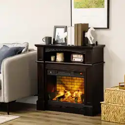 Walmart HOMCOM Electric Fireplace with Mantel, 1400W, Brown offer