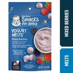 Walmart Gerber Snacks for Baby Yogurt Melts, Mixed Berries, 1 oz 1 oz offer