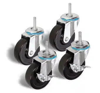 Walmart HSS Wire Shelving Rubber 3 Wheel Caster with 3/8 Bolts, Silver, Pack of 4 offer