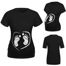 Walmart TUWABEII Women's Short Sleeve Maternity Shirt Women Print Tops Pregnancy Clothes offer