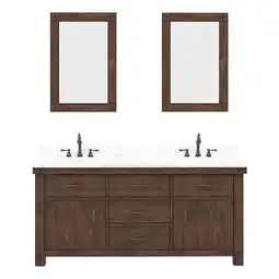 Walmart Water Creation Aberdeen 72W Wood Double Bathroom Vanity in Brown offer