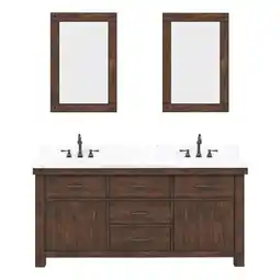 Walmart Water Creation Aberdeen 72W Wood Double Bathroom Vanity in Brown offer