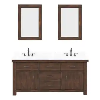 Walmart Water Creation Aberdeen 72W Wood Double Bathroom Vanity in Brown offer