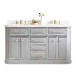 Walmart Water Creation Palace 60 Wood Double Bathroom Vanity in Cashmere Gray/Gold offer