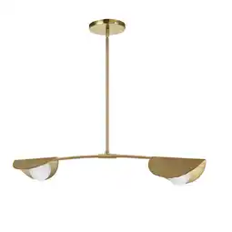 Walmart Dainolite 2 Light Halogen Horizontal Pendant Aged Brass with White Glass offer