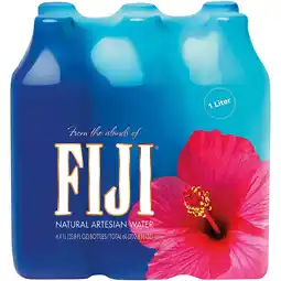 Walmart FIJI Natural Artesian Bottled Water 1 Liter / 33.8 fl oz (Pack of 6) -100% Natural Electrolytes offer