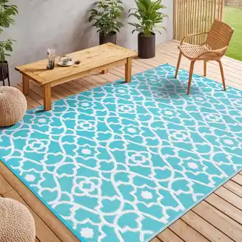 Walmart MeyJey Outdoor Rug 6'x9' Reversible Waterproof Area Rug Plastic Mat for RV Patio Camping Teal offer