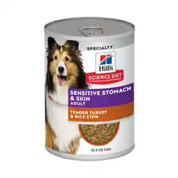 Walmart Hill's Science Diet Sensitive Stomach & Skin Tender Turkey & Rice Stew Wet Dog Food, 12.5oz Can 12pk offer