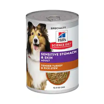 Walmart Hill's Science Diet Sensitive Stomach & Skin Tender Turkey & Rice Stew Wet Dog Food, 12.5oz Can 12pk offer