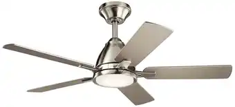 Walmart Kichler 330090 Arvada 44 5 Blade Led Indoor Ceiling Fan - Stainless Steel offer