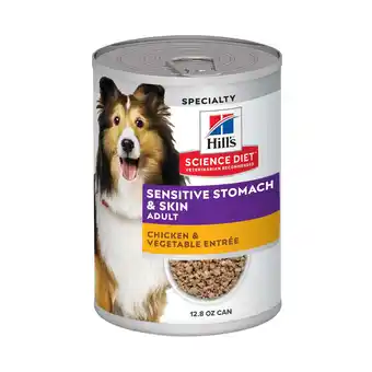 Walmart Hill's Science Diet Sensitive Stomach & Skin Chicken & Vegetable Wet Dog Food, 12.8oz Can 12pk offer