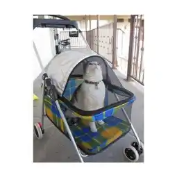 Walmart Bestpet Plaid Posh Pet Stroller for Dogs and Cats with Cup Holder, Yellow offer