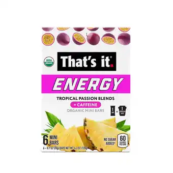 Walmart That's it.Gluten-Free Tropical Passion Blends Soft & Chewy Energy Bars,.7oz,6 Count Shelf Stable Box offer