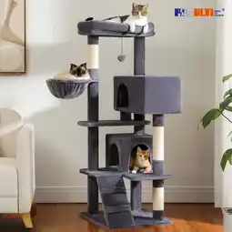 Walmart PEQULTI 56 Double Condo Large Cat Tree, Multi-level Cat Tower for Indoors Cats, Dark Gary offer