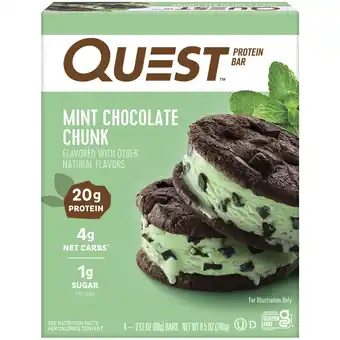 Walmart Quest Protein Bar, Low Carb, Gluten-Free, Mint Chocolate Chunk, 20g Protein, 4 Count offer