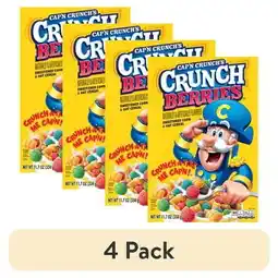 Walmart (4 pack) Cap'n Crunch, Crunch Berries, Kid's Cereal, 11.7 oz Packaged Breakfast Cereal Box offer