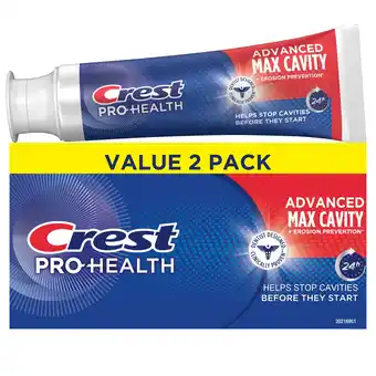 Walmart Crest Pro-Health Advanced Max Cavity and Erosion Prevention Toothpaste, 5.1oz Pack of 2 offer