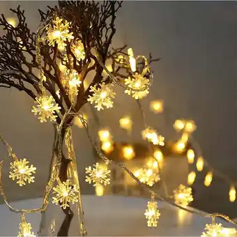 Walmart Foqnuq LED Snowflake String Lights, Warm White Party Decor, Christmas Ornament, Indoor/Outdoor Use offer