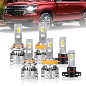 Walmart FZPJJNB For Chevy Suburban 2007-2020 LED Headlights Bulbs High Low Beam Fog Light White V15QC offer