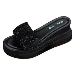 Walmart PEASKJP Women's Sandals Wide Width Women's Summer Flatform Espadrille Sandal (Black,7) offer