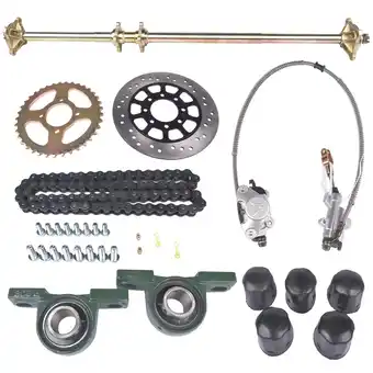 Walmart GELUOXI Rear Live Axle Kit 44 w/ Brake Assembly Chain Sprocket for Go Kart Quad ATV offer