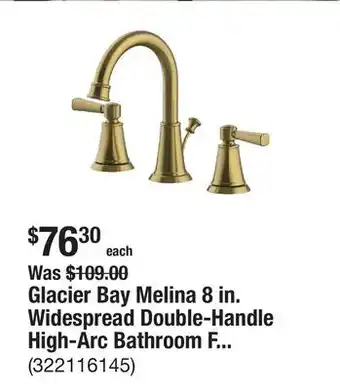 The Home Depot Glacier Bay Melina 8 in. Widespread Double-Handle High-Arc Bathroom Faucet in Matte Gold offer