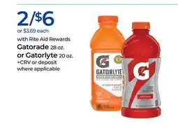 Rite Aid Gatorade 28 oz. or Gatorlyte 20 oz offer