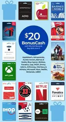 Rite Aid Blue Gap IHOP, Jimmy John's, JCPenney, Old Navy & Athleta, Microsoft Xbox, Netflix, Nintendo, UBER offer