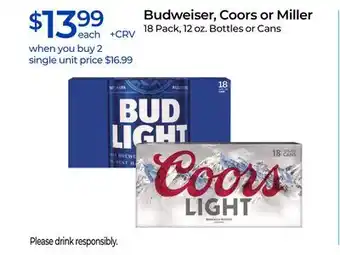 Rite Aid Budweiser, Coors or Miller offer