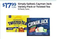 Rite Aid Simply Spiked, Cayman Jack Variety Pack or Twisted Tea offer