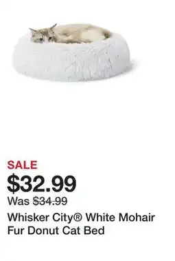 Petsmart Whisker City White Mohair Fur Donut Cat Bed offer